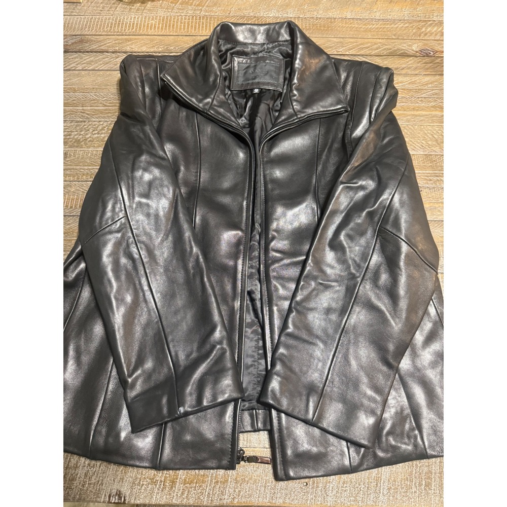 Avanti Leather Jacket Woman 2X Black Zip Up Collared Outerwear Preloved - Picture 5 of 10